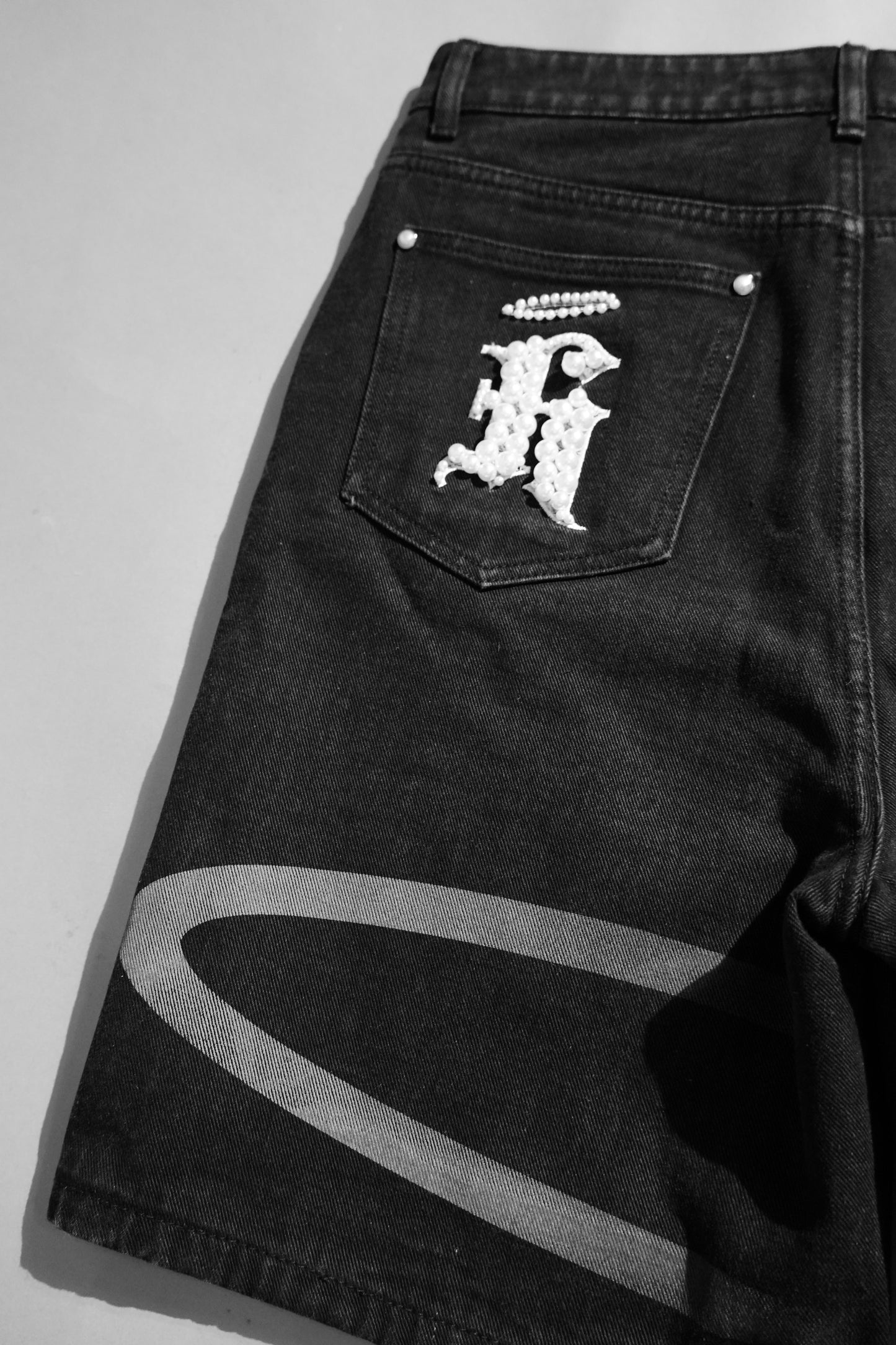 Pearl Heaven Black Denim- Shorts