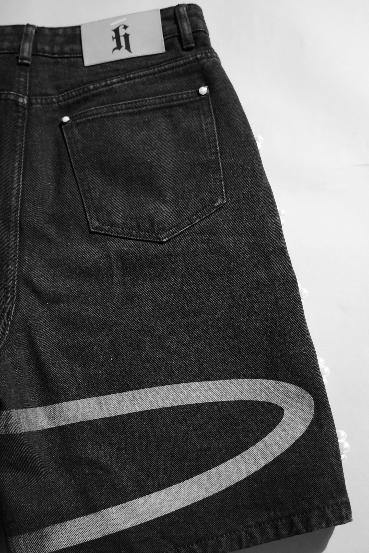Pearl Heaven Black Denim- Shorts