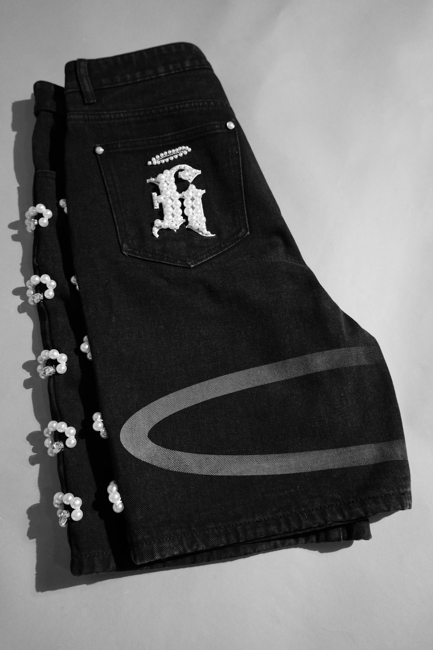 Pearl Heaven Black Denim- Shorts
