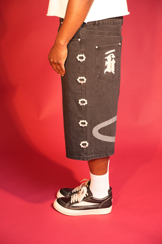 Pearl Heaven Black Denim- Shorts