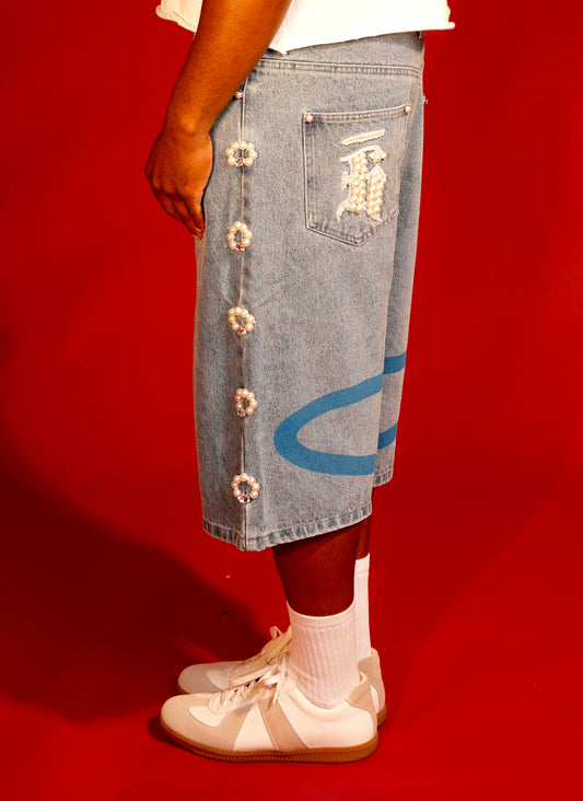Pearl Heaven Blue Denim- Shorts